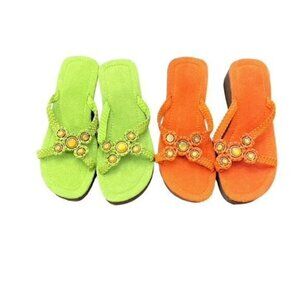 🎉SALE🎉 Chunky Platform Wedge Sandals Braided‎ Straps Stone Accents 8 Party